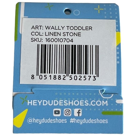 Hey Dude Wally Toddler Shoes Linen Stone Gray Slip On Size K6 M New In Box - Picture 13 of 14